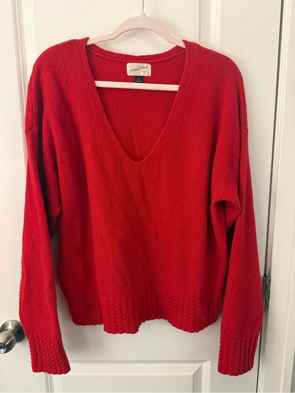 Universal Thread Red V-Neck Knit Sweater